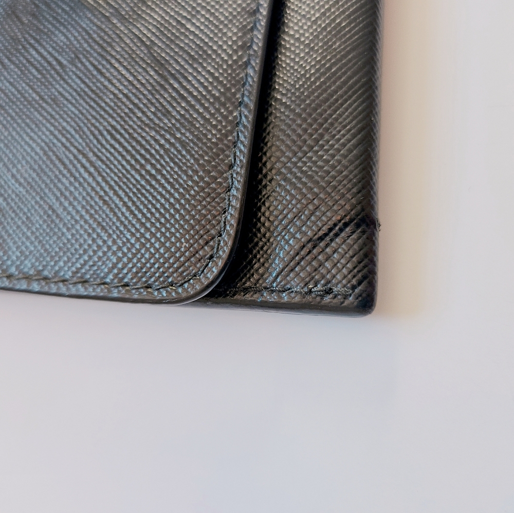 PRADA Saffiano Card Holder Wallet Gold Tone Hardware Logo - Picture 6 of 14